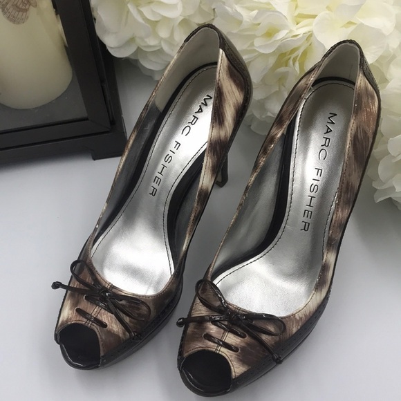 Marc FISHER LEOPARD PRINT OPEN TOE HIGH HEEL SHOES - Picture 1 of 6